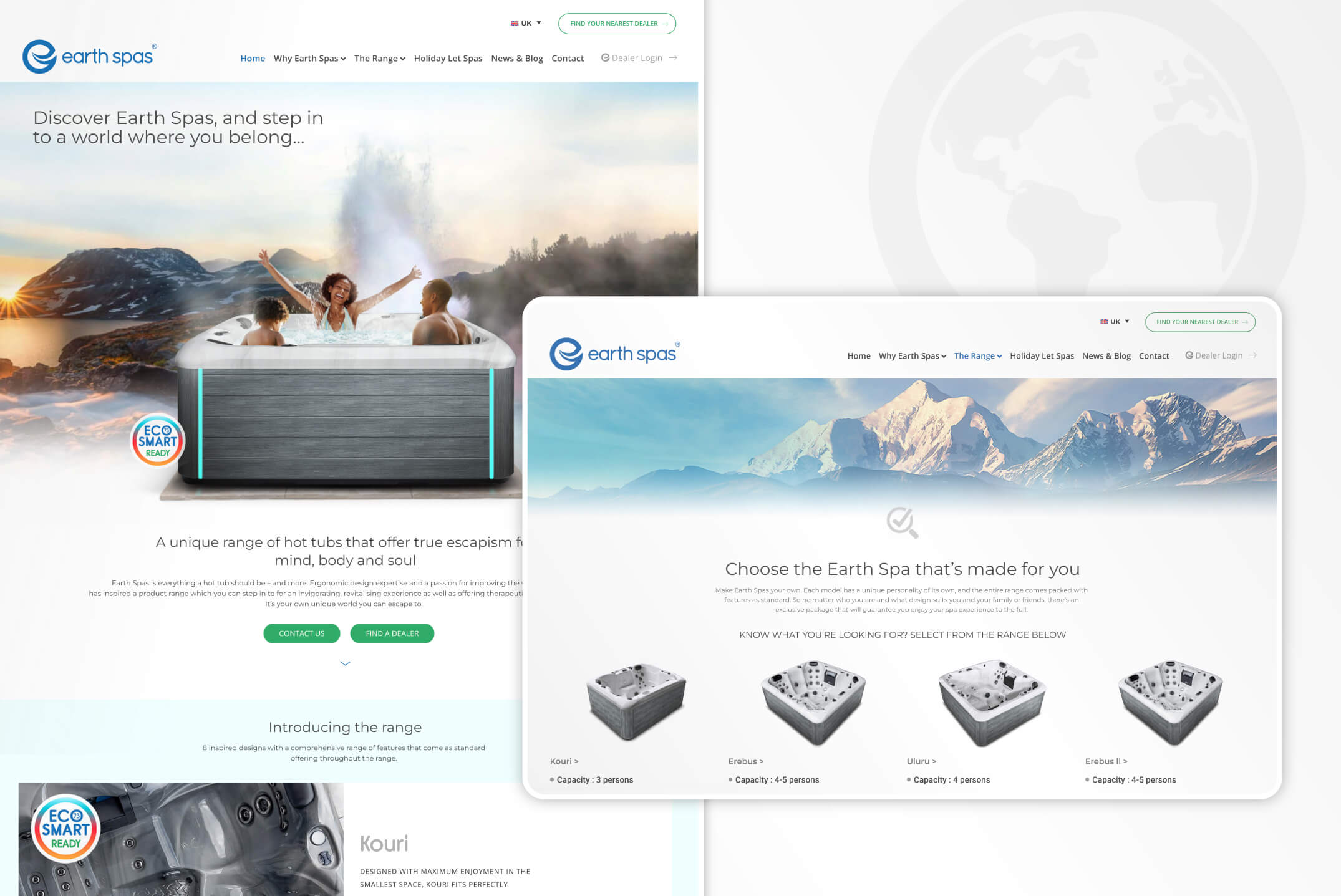 Earth Spas website design and development